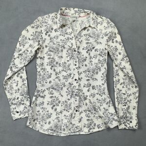 H&M Black and White Floral Button-Down Size 4
